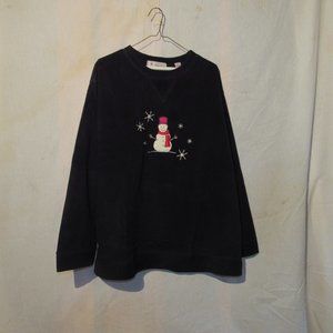 Lord and Taylor Navy Blue Fleece Sweatshirt